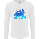 A Blue Flame Grizzly Bear Mens Long Sleeve T-Shirt White