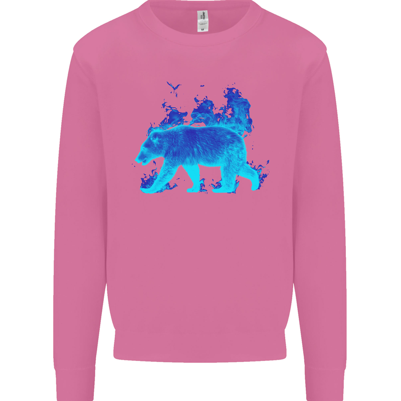A Blue Flame Grizzly Bear Mens Sweatshirt Jumper Azalea
