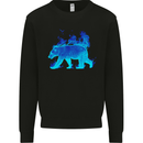 A Blue Flame Grizzly Bear Mens Sweatshirt Jumper Black