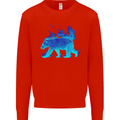 A Blue Flame Grizzly Bear Mens Sweatshirt Jumper Bright Red