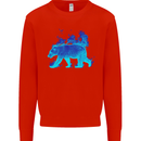 A Blue Flame Grizzly Bear Mens Sweatshirt Jumper Bright Red