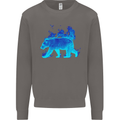 A Blue Flame Grizzly Bear Mens Sweatshirt Jumper Charcoal