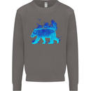A Blue Flame Grizzly Bear Mens Sweatshirt Jumper Charcoal
