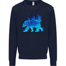 A Blue Flame Grizzly Bear Mens Sweatshirt Jumper Navy Blue