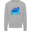 A Blue Flame Grizzly Bear Mens Sweatshirt Jumper Sports Grey