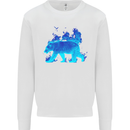 A Blue Flame Grizzly Bear Mens Sweatshirt Jumper White