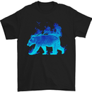A Blue Flame Grizzly Bear Mens T-Shirt 100% Cotton Black