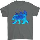 A Blue Flame Grizzly Bear Mens T-Shirt 100% Cotton Charcoal