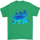 A Blue Flame Grizzly Bear Mens T-Shirt 100% Cotton Irish Green