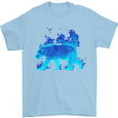 A Blue Flame Grizzly Bear Mens T-Shirt 100% Cotton Light Blue