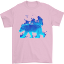 A Blue Flame Grizzly Bear Mens T-Shirt 100% Cotton Light Pink