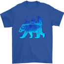 A Blue Flame Grizzly Bear Mens T-Shirt 100% Cotton Royal Blue