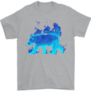 A Blue Flame Grizzly Bear Mens T-Shirt 100% Cotton Sports Grey