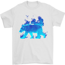 A Blue Flame Grizzly Bear Mens T-Shirt 100% Cotton White