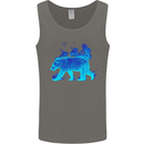 A Blue Flame Grizzly Bear Mens Vest Tank Top Charcoal