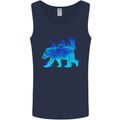 A Blue Flame Grizzly Bear Mens Vest Tank Top Navy Blue