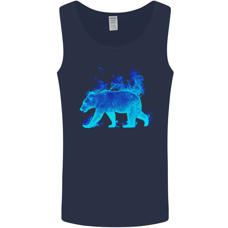 A Blue Flame Grizzly Bear Mens Vest Tank Top Navy Blue