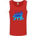 A Blue Flame Grizzly Bear Mens Vest Tank Top Red