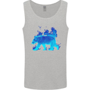 A Blue Flame Grizzly Bear Mens Vest Tank Top Sports Grey