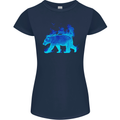A Blue Flame Grizzly Bear Womens Petite Cut T-Shirt Navy Blue