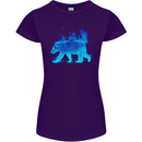 A Blue Flame Grizzly Bear Womens Petite Cut T-Shirt Purple