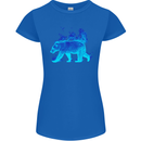 A Blue Flame Grizzly Bear Womens Petite Cut T-Shirt Royal Blue