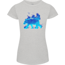 A Blue Flame Grizzly Bear Womens Petite Cut T-Shirt Sports Grey