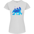 A Blue Flame Grizzly Bear Womens Petite Cut T-Shirt White
