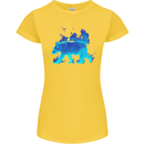 A Blue Flame Grizzly Bear Womens Petite Cut T-Shirt Yellow