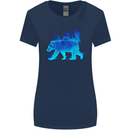 A Blue Flame Grizzly Bear Womens Wider Cut T-Shirt Navy Blue