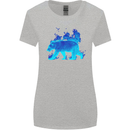 A Blue Flame Grizzly Bear Womens Wider Cut T-Shirt Sports Grey