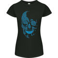 A Blue Skull Made of Guitars Guitarist Womens Petite Cut T-Shirt Black