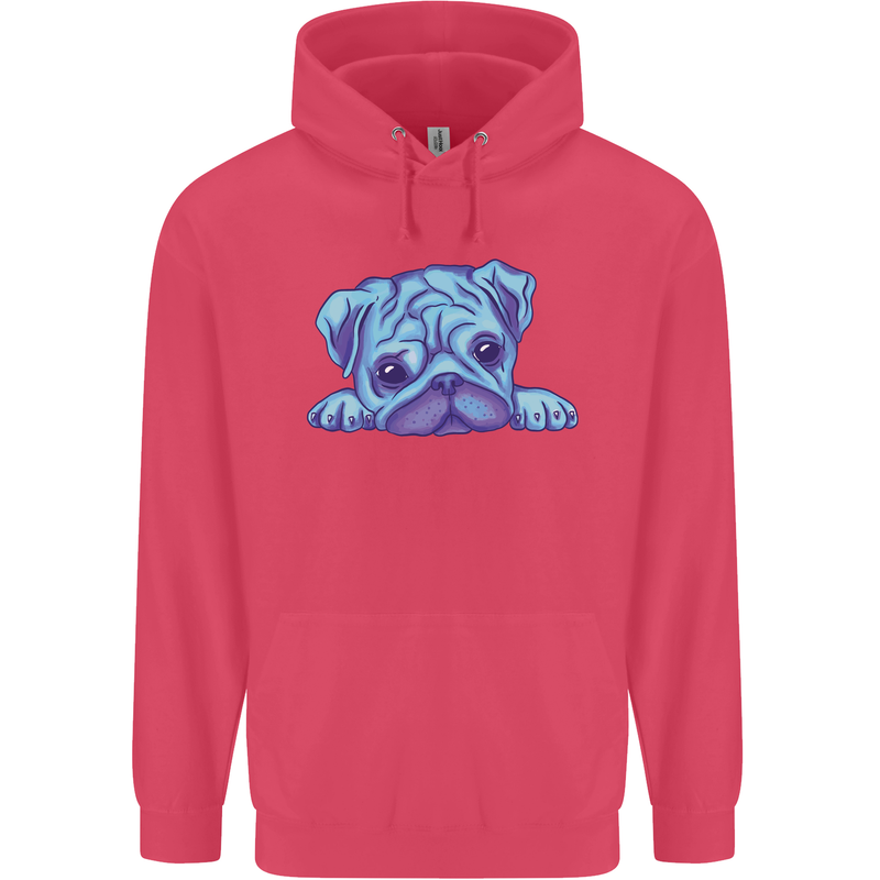 A Blue Watercolour Pug Childrens Kids Hoodie Heliconia