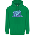 A Blue Watercolour Pug Childrens Kids Hoodie Irish Green