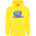 A Blue Watercolour Pug Childrens Kids Hoodie Yellow