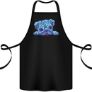 A Blue Watercolour Pug Cotton Apron 100% Organic Black