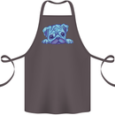 A Blue Watercolour Pug Cotton Apron 100% Organic Dark Grey