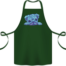 A Blue Watercolour Pug Cotton Apron 100% Organic Forest Green
