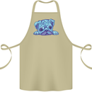 A Blue Watercolour Pug Cotton Apron 100% Organic Khaki