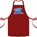 A Blue Watercolour Pug Cotton Apron 100% Organic Maroon