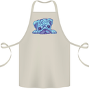 A Blue Watercolour Pug Cotton Apron 100% Organic Natural