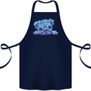 A Blue Watercolour Pug Cotton Apron 100% Organic Navy Blue
