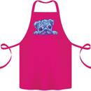 A Blue Watercolour Pug Cotton Apron 100% Organic Pink