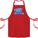 A Blue Watercolour Pug Cotton Apron 100% Organic Red