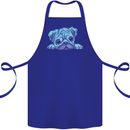A Blue Watercolour Pug Cotton Apron 100% Organic Royal Blue