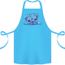 A Blue Watercolour Pug Cotton Apron 100% Organic Turquoise