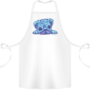 A Blue Watercolour Pug Cotton Apron 100% Organic White