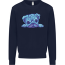 A Blue Watercolour Pug Kids Sweatshirt Jumper Navy Blue