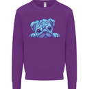 A Blue Watercolour Pug Kids Sweatshirt Jumper Purple