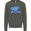 A Blue Watercolour Pug Kids Sweatshirt Jumper Storm Grey